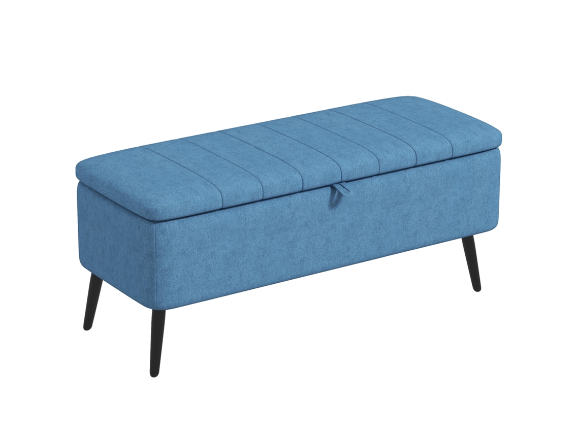 Banco de Armazenamento, Bolsa, Banquinho Estofado. 102x40x44 Cm. Azul Escuro Ge