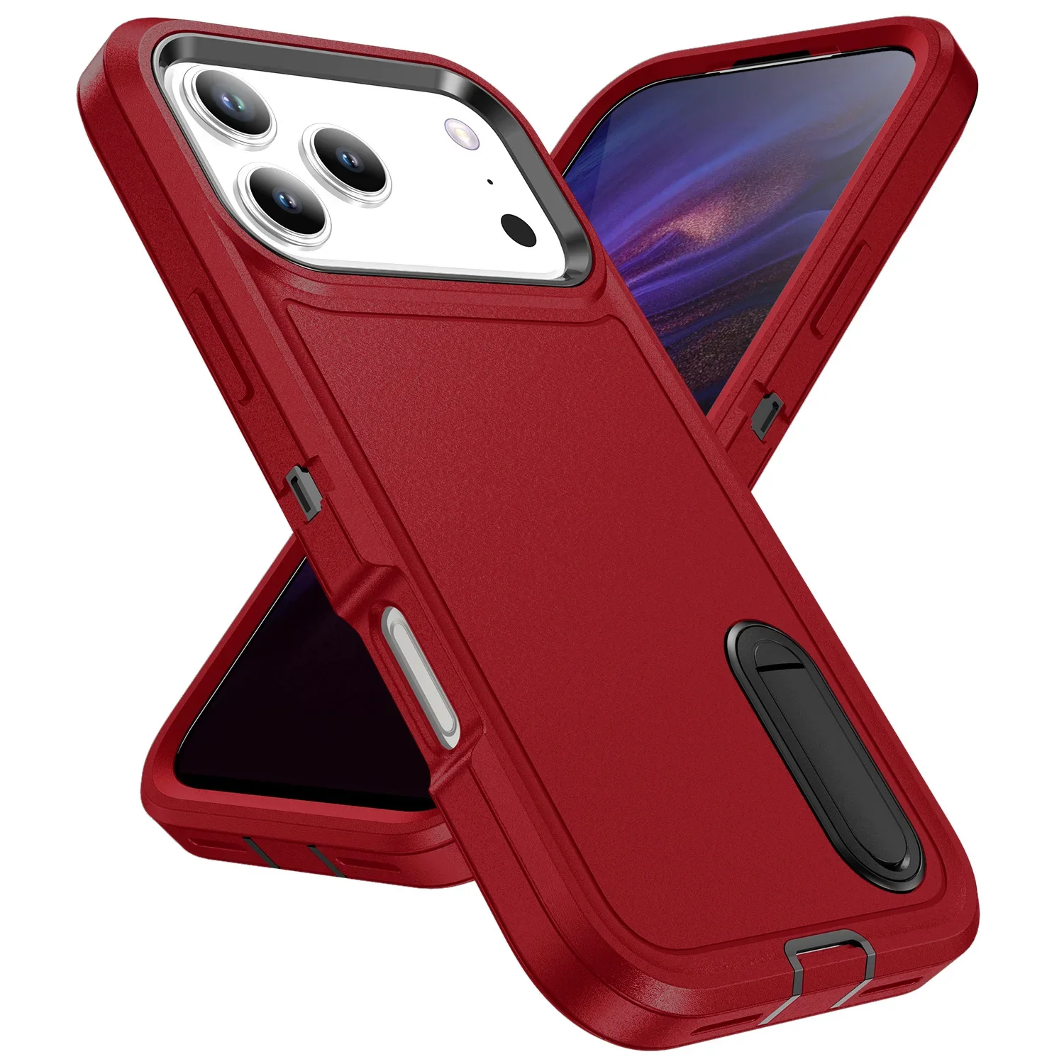 (vermelho E Preto, Iphone 16 Pro) Capa Resistente A Impactos, Proteção Reforçada, Suporte Invisível Integrado.