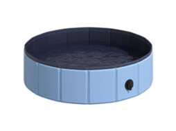 Piscina Dobrável Gatos Banheira Portátil De Estimação Pvc Antiderrapante Múltiplo Uso Para Interior E Exterior Ø80x20 Cm Azul