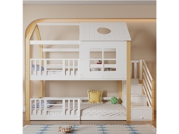 Cama Alta 90x200 Com Escada E Janela Branca