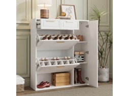 Sapateira 95x24x107cm Prateleiras Douradas Branco Hall Entrada