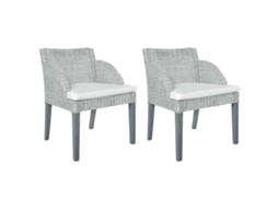 Vidaxl Cadeiras De Jantar Com Almofadões 2 Pcs Vime Natural Cinzento