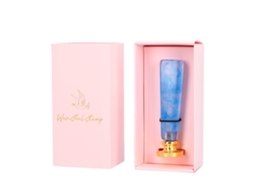 Selo Vintage Com Lindo Padrão, Selo De Lacre Requintado Com Alça Removível Para Envelopes De Cartões De Convite Artesanais, Caixa Rosa, Alça Azul.
