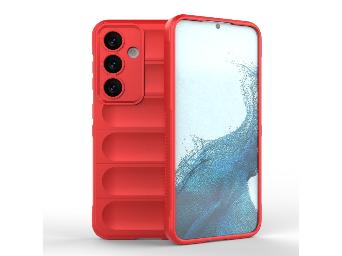 Capa Halinuia Para Samsung Galaxy S24 5g Magic Shield Tpu Flanela Vermelha (proteção Integral, Interior Acolchoado)