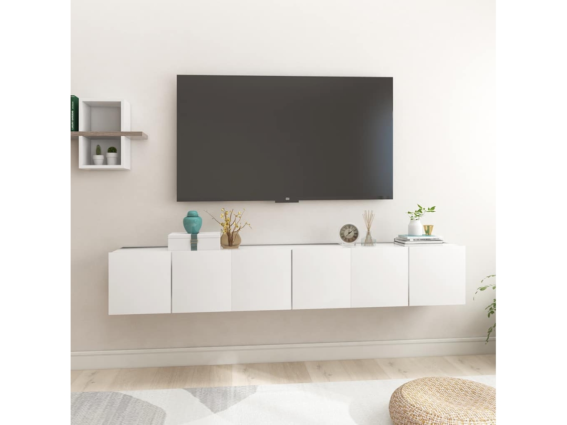 Vidaxl Móveis De Tv Para Parede 3 Pcs 60x30x30 Cm Branco
