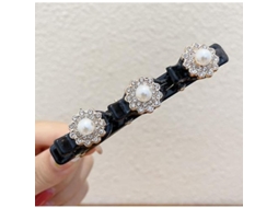 Presilhas de cabelo trançadas com cristais, pérolas e strass, modelo 2026, para franja dupla.