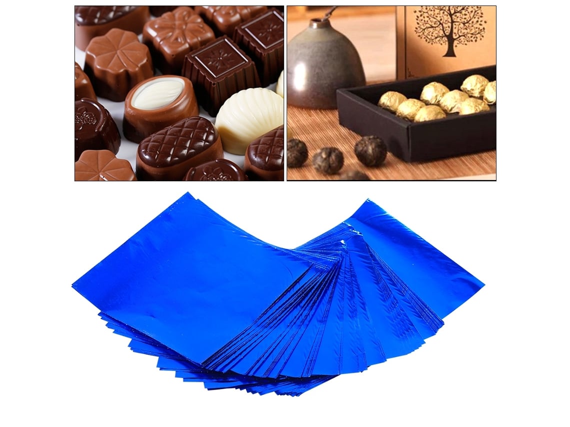 100 Unid./lote Embalagens De Chocolates Azuis 3 X 3 Polegadas