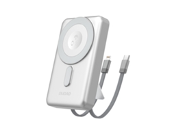 Powerbank DUDAO K29 10000mAh Magsafe, metal, suporte, cabos USB-C, Lightning, PD 20W, prata