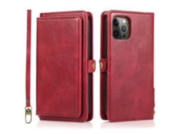 Capa Destacável Quedas Inch Para Iphone 13 Pro Max Pele Sintética Magnética Vermelho