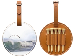 Bolsa para Tees de Golfe com Estampa de Gaivotas e Ondas, Preta | S/MARCA