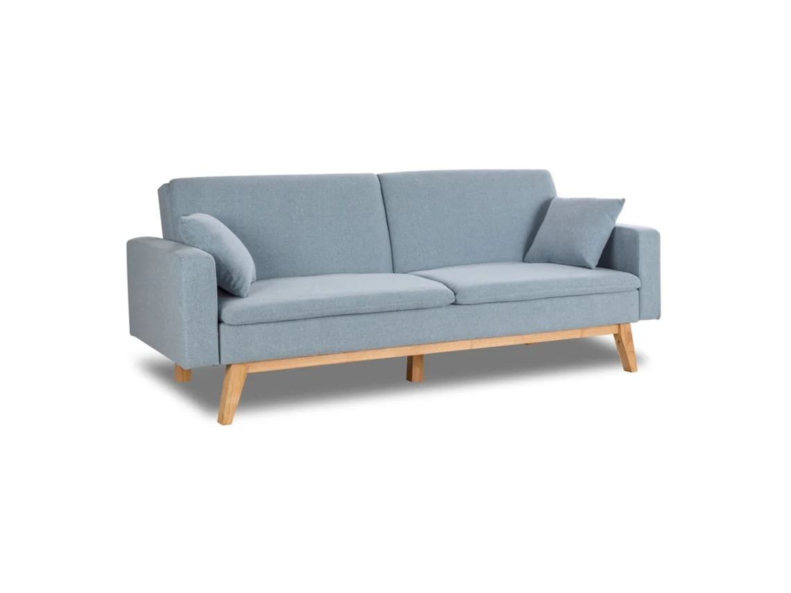 Sofá Cama Azul Celeste NALUI Reine 3 Lugares