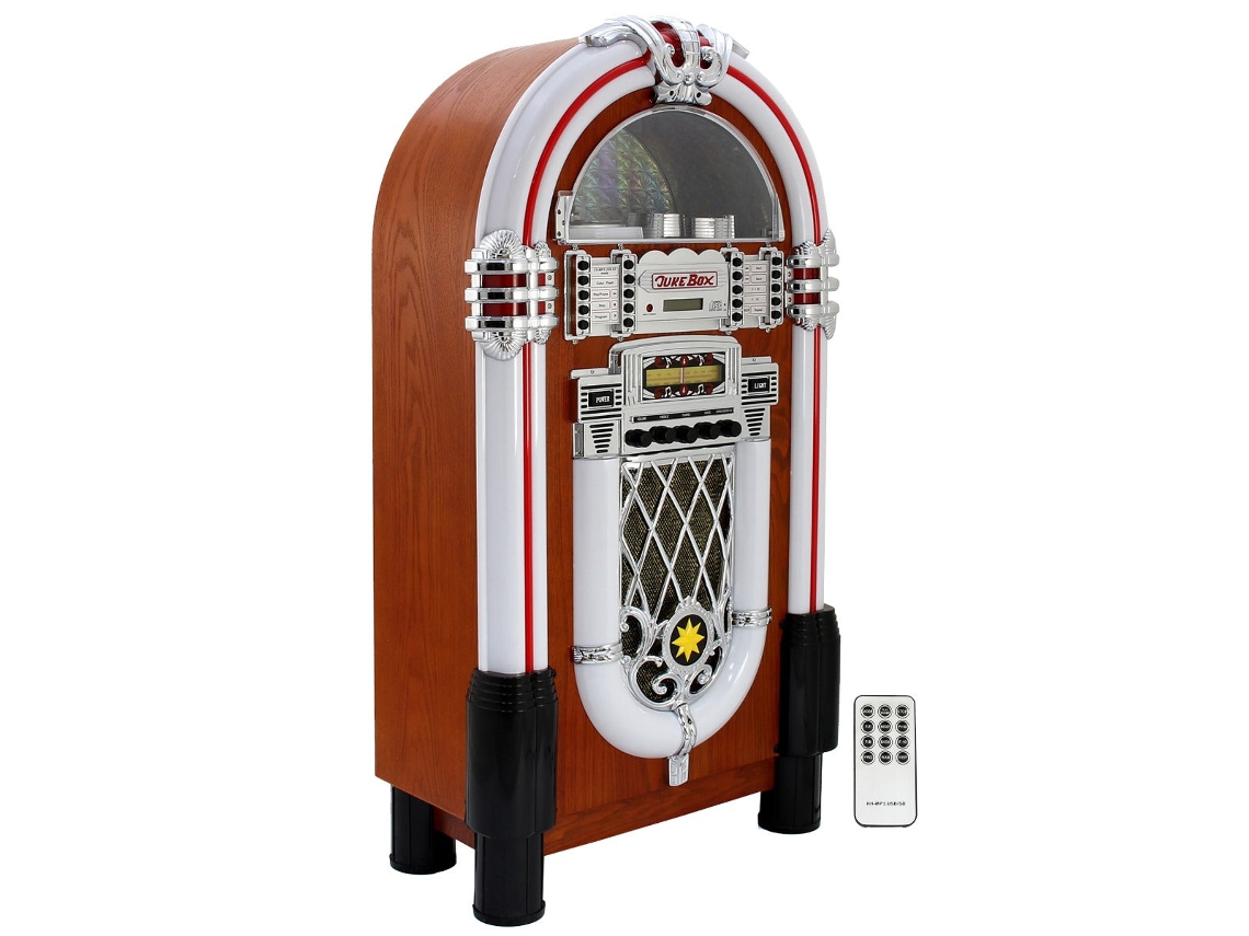 Monstershop jukebox retrô estilo anos 50, CD, USB, Bluetooth, luzes LED