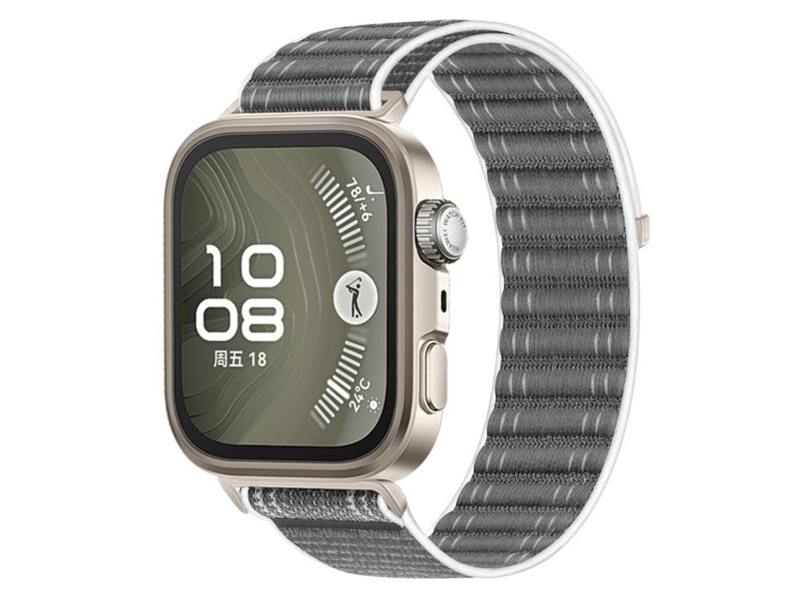 Bracelete Para Huawei Watch Fit 4 Pro / Fit 4 / Fit 3 - Nylon Trançado Ondulado - Fecho De Velcro Cinza