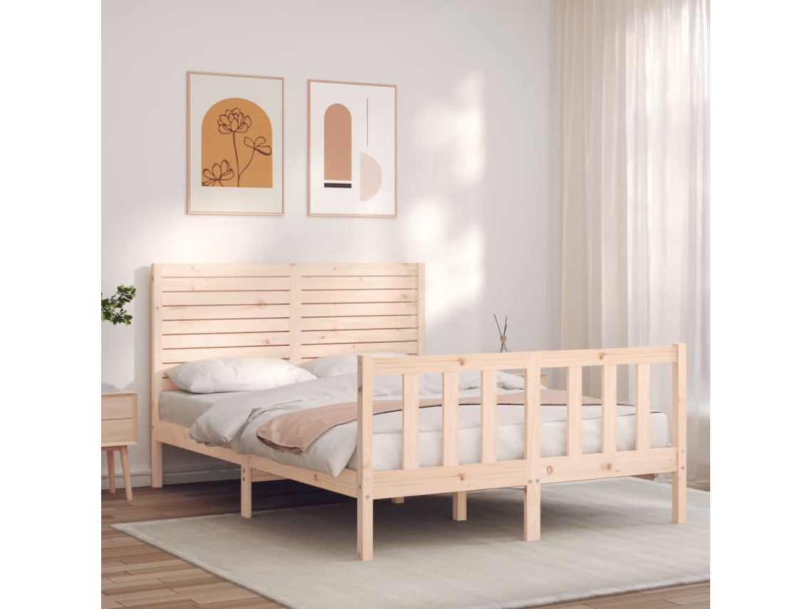 Vidaxl Cama Sem Colchão 140x200 Cm Madeira De Pinho Maciça