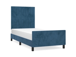 Bed Frame With Headboard, Bed Frames With Headboards Vidaxl Azul Veludo (90 X 190 Cm)