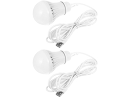 Conjunto De 2 Lâmpadas Portáteis Brancas De 5w Para Camping Com Carregamento Usb E Luz Contínua