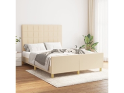 Vidaxl Estrutura De Cama Sem Colchão 140x190 Cm Tecido Cor Creme