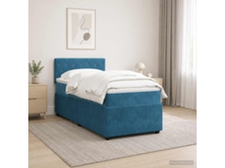 Vidaxl Cama Box Spring Com Colchão Azul 100 X 200 Cm Veludo