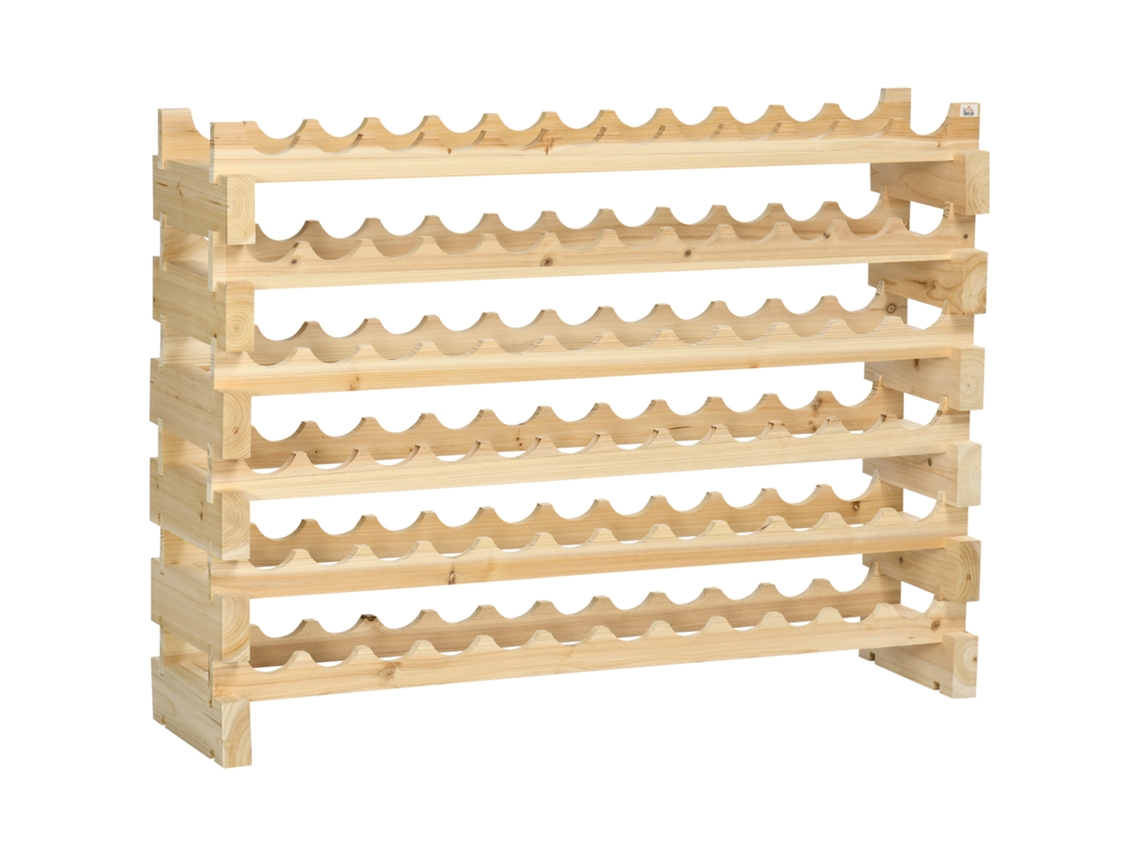 Suporte Para Garrafa Madeira De Pinho Cor Cor De Madeira Natural 114x28x80 Cm Homcom