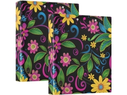 Massa Preta Vintage com Estampa de Margaridas, 3,8cm 1,5 Polegadas, Uso Escolar, Com Camada de Bolsa, Pacote com 1 2