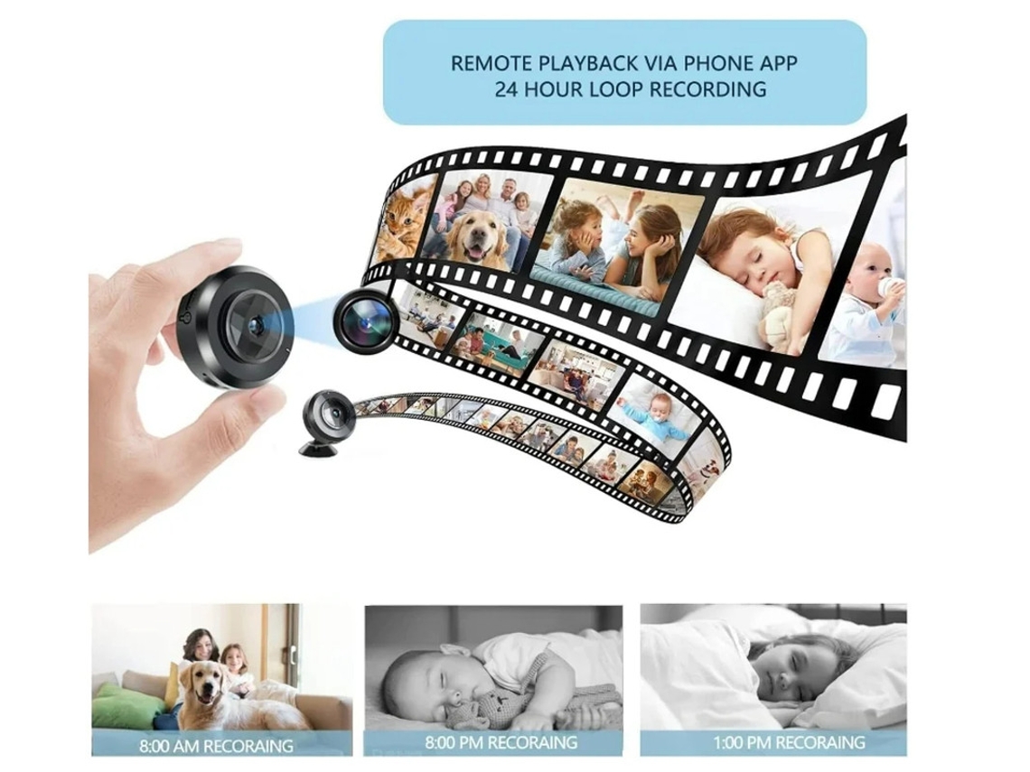 Mini câmera espiã escondida, monitor de bebê, câmera de segurança residencial portátil com WiFi, HD 1080P, detecção de movimento e visão noturna Bestvite