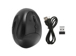 Aetheria mouse Vertical Sem Fio 2.4g Ergonomico 6 Teclas Recarregavel 3 Dpi Ajustavel Plug And Play Office Preto