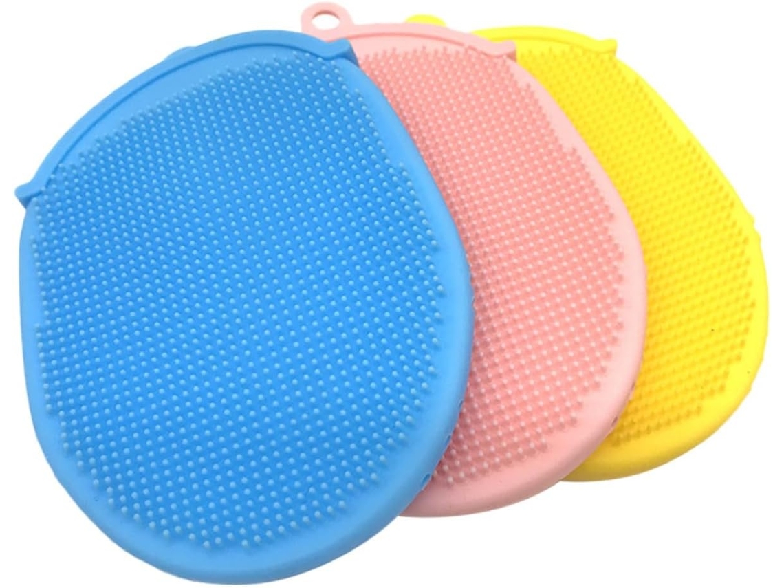 Lurelia Kit De 3 Escovas De Silicone Para Banho De Cuidado Corporal, Dupla Face, Pega Ergonómica E Com Argola, Uso Diário