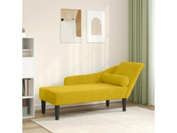 Vidaxl Chaise Longue Com Almofadões Veludo Amarelo