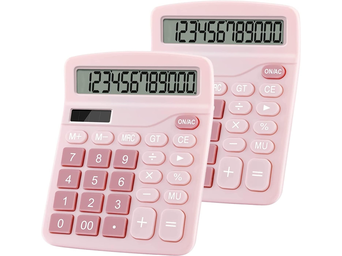 Calculadora Solar Científica Rosa Claro de 12 Dígitos para Finanças BRILVIBERA