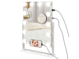 Espelho de Maquiagem com Luz 30x40 Cm com 12 Lâmpadas, 3 Modos de Iluminação Ajustáveis, Touch Switch White Ge