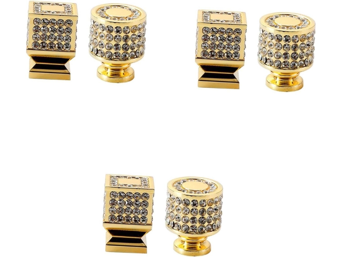Conjunto De 6 Puxadores De Liga Metálica Com Strass Para Móveis, Delicados E Com Acabamento Em Armários.
