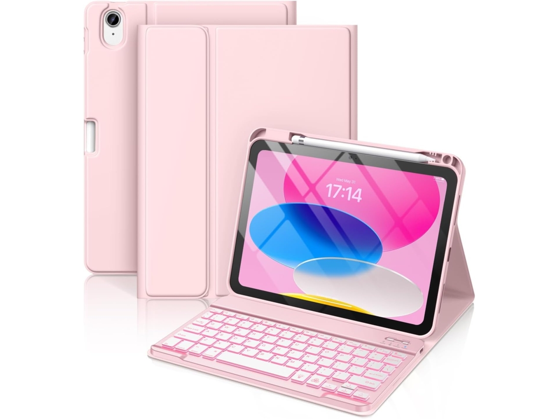 Capa Com Teclado Para Ipad 10ª/11ª Geração (10,9 Polegadas/11 Polegadas) Com Compartimento Para Caneta E Teclado Retroiluminado