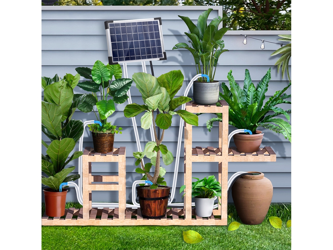 Sistema De Irrigação Por Gotejamento Automático Solar Kit De Irrigação Por Gotejamento Alimentado Por Energia Solar Bateria Embutida De 2200mah Suport