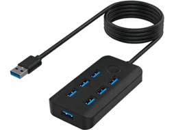 Hub Usb 3.0 Compacto Com Opção De 7 Portas Usb/rj45 Para