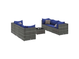 Conjunto de lounge de jardim com 7 peças e almofadões em vime cinzento MAISON EXCLUSIVE
