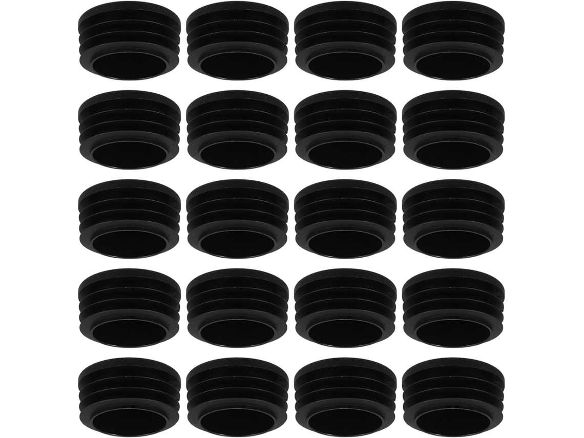 Pretyzoom 20-tampas Redondas Antiderrapantes De Nylon Plástico Para Tubos, 38mm, Pretas, Para Pés De Cadeiras E Móveis