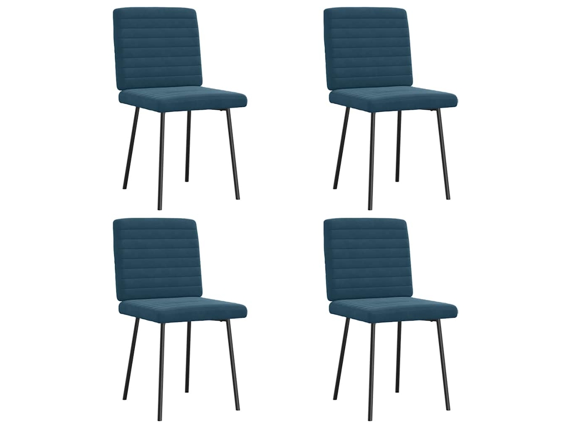 Vidaxl Cadeiras De Jantar 4 Pcs Veludo Azul