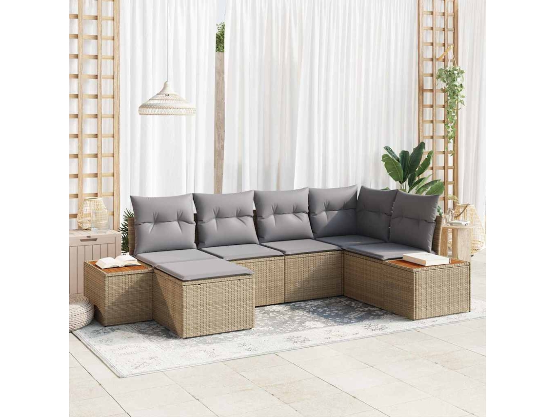 Vidaxl Conjunto De Sofá De Jardim 7 Unid. 6-número De Lugares