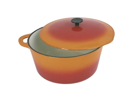 Caçarola Redonda de Ferro Fundido Esmaltado Ø 32 Cm 9 L Laranja Todas As Fontes de Calor Incluindo Indução CREALYS Grand Chef
