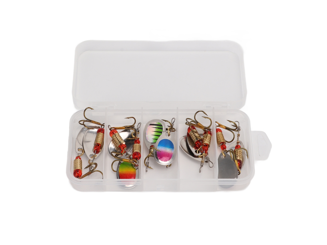 Isca de Pesca Spinner Rotativa Metal com Caixa