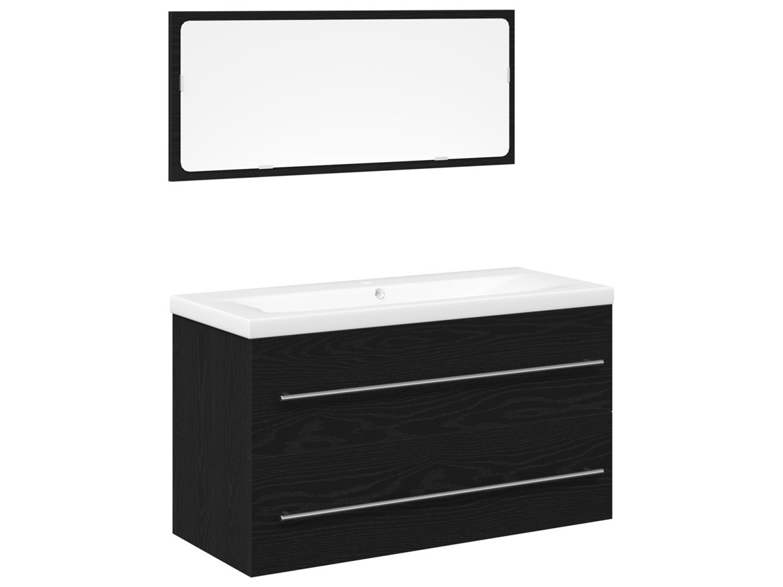 Conjunto 3 Armário De Banheiro Vidaxl Preto Derivados De Madeira (90 X 38,5 X 48 Cm)