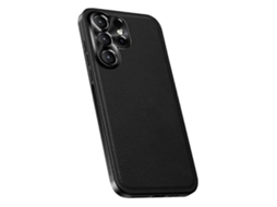 Capa Traseira De Pu Tpu Pc Tkdaddy Para Samsung Galaxy S24 Ultra Com Armação De Lente De Metal Preta