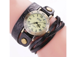 Relógio de quartzo vintage punk para casais com pulseira preta multicamadas