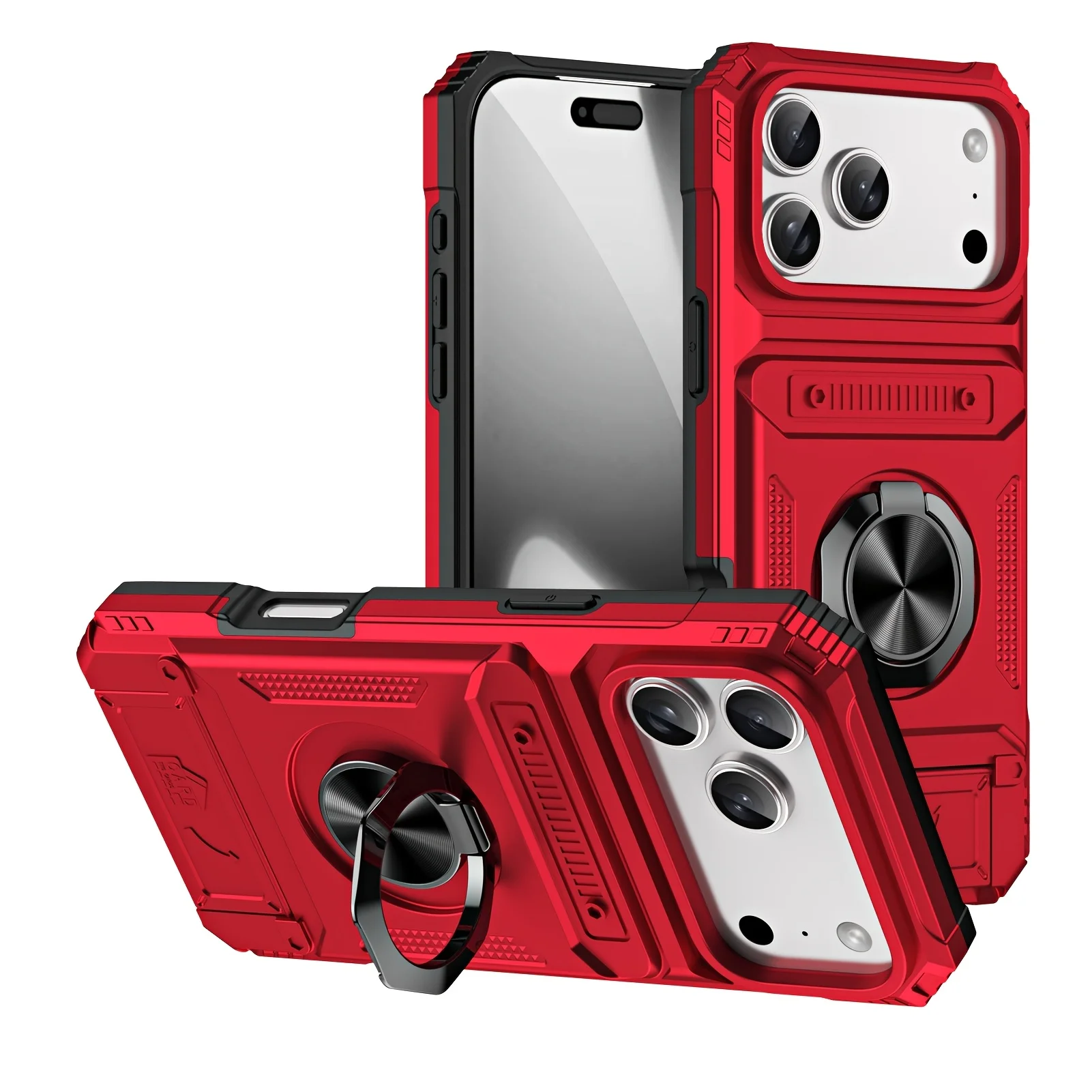 Capa Para Iphone 14 Vermelha Com Suporte Magnético Giratório, Resistente A Quedas E Com Design De Carteira.