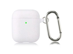 Capa protetora de silicone com textura de lichia, em cor sólida e design simples, com gancho, para fones de ouvido AirPods 1/2. GIECY