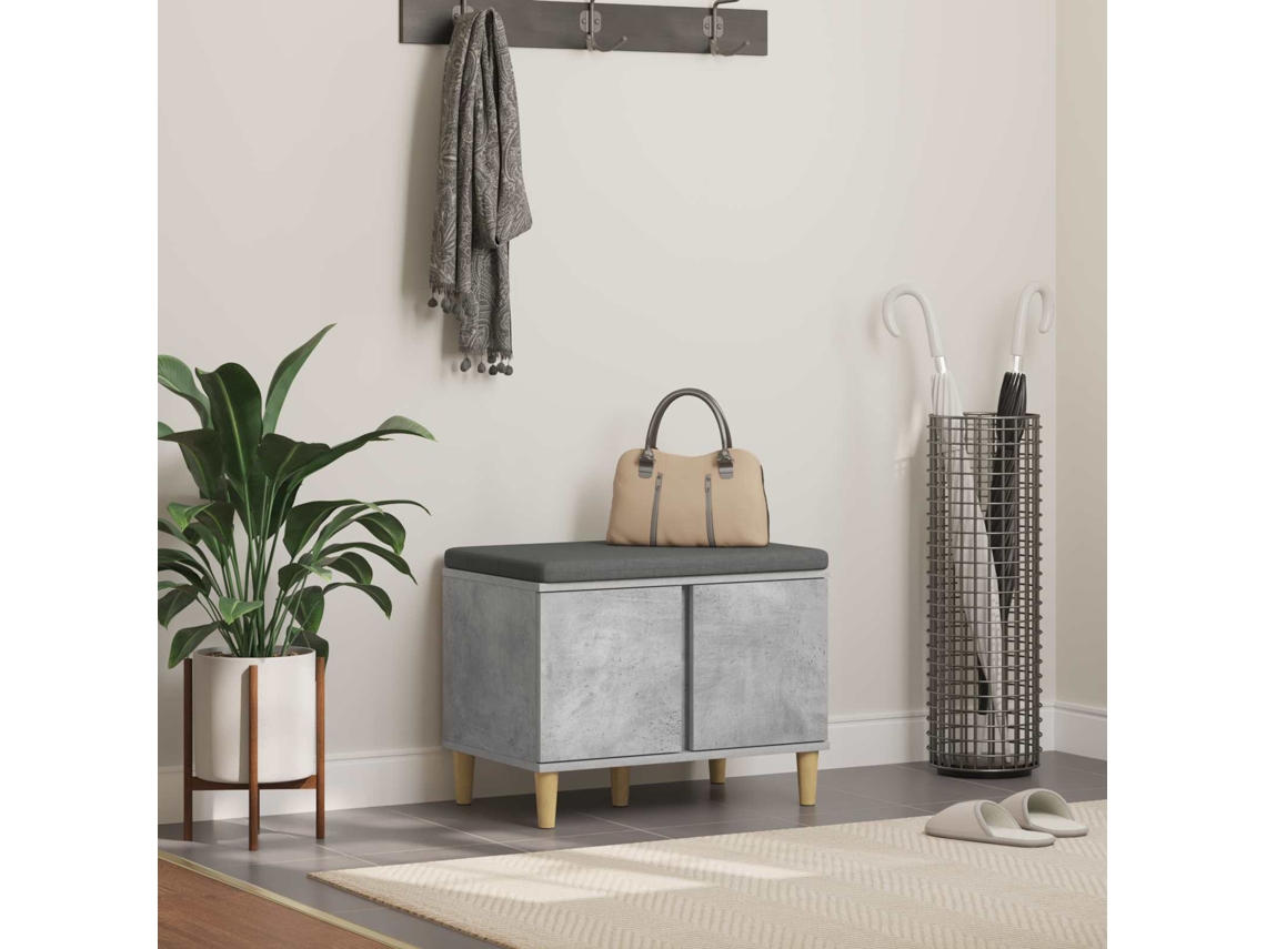 Vidaxl Banco De Hall Com Almofada Cinzento Concreto 60 X 38 X 46 Cm