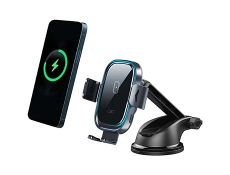 Carregador Sem Fio Para Carro 15w Qi Suporte Para Para Brisa / Painel Preto Garantia Vitalícia Force Power