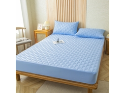 Protetor De Colchão Impermeável Czhhmart( Fitted Sheet) 200cmx200cm (com Par De Fronhas) Azul Celeste