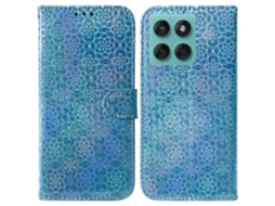 Capa De Couro Com Estampa De Flor Deslumbrante Para Motorola Edge 60 5g / 60 Fusion 5g, Azul