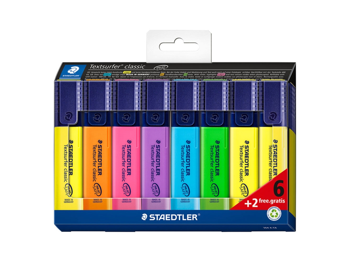 Marcadores Flourescentes Textsurfer Classic, Ponta De Cinzel 1 5 Mm, Sortido, Leve 8 Pague 6 Staedtler